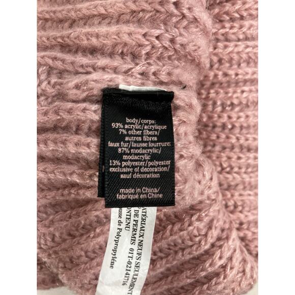 Victoria’s Secret Pink Faux Fur Puff Ball Beanie With Rhinestone Star Detail - Picture 5 of 8